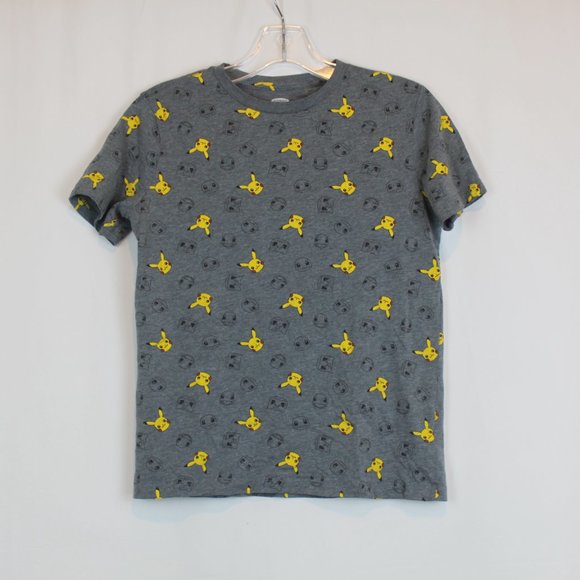 Old Navy Gray Short Sleeve with Pokemon All Over Print Shirt - Picture 1 of 5
